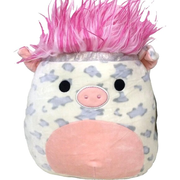 Kellytoy Squishmallow Squish-Doo Rosie Spotted Pig 10" Plush White/Gray/Pink NWT - Picture 1 of 8